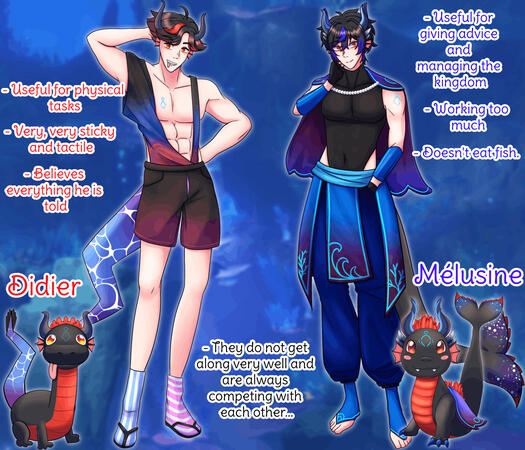 Didier and Mélusine, my two dragons mascots!